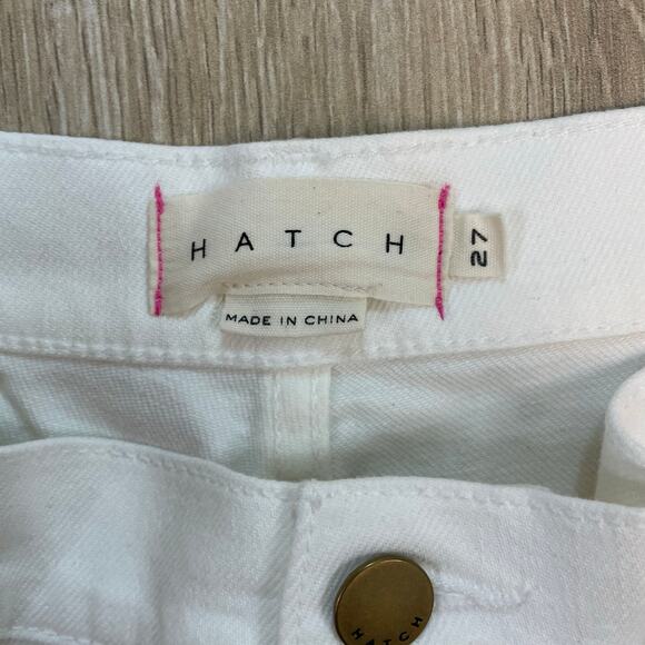 HATCH Maternity Side Panel Jeans White Raw Hem Stretch Denim Women’s 27 - Picture 3 of 8